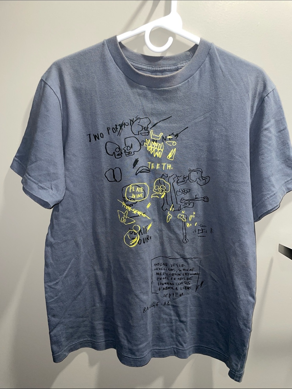 Uniqlo UT ARCHIVE Basquiat Slate Blue Short-Sleeve Tee with Yellow Graphic